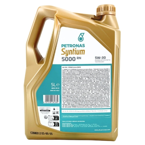 Motor&ouml;l Motoren&ouml;l SYNTIUM 5000 RN 5W-30, 5 Liter Kanister PETRONAS 70543M12EU