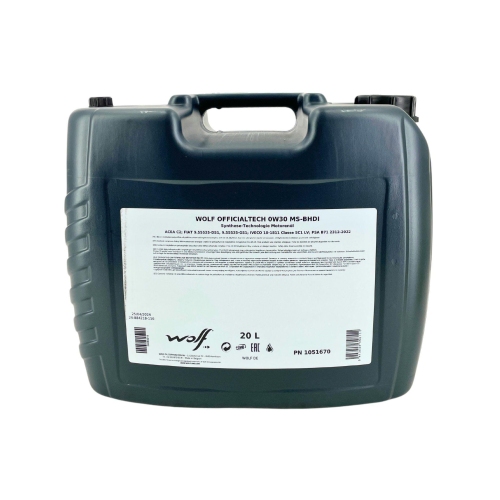 Motor&ouml;l Motoren&ouml;l Wolf OfficialTech 0W-30 MS-BHDI 20 Liter Kanister 1051670