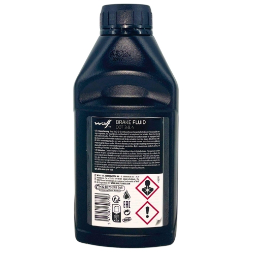 Wolf Bremsfl&uuml;ssigkeit Brake Fluid DOT 3 & 4 - 500ml Flasche 8307706