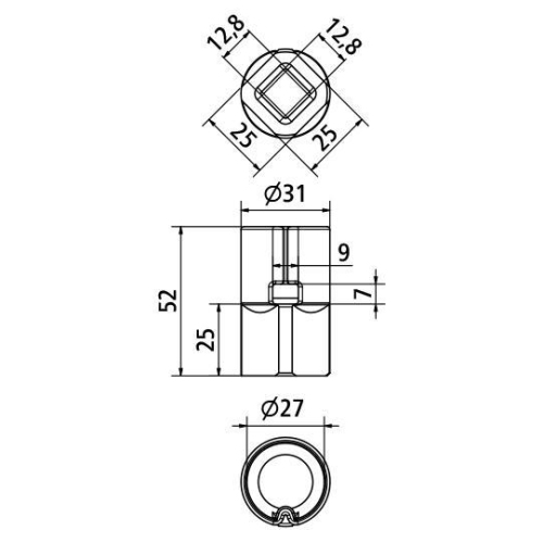 Adapter unten f&uuml;r Alu-Planenspannrohr Durchmesser 27 mm Edelstahl Suer 670025355