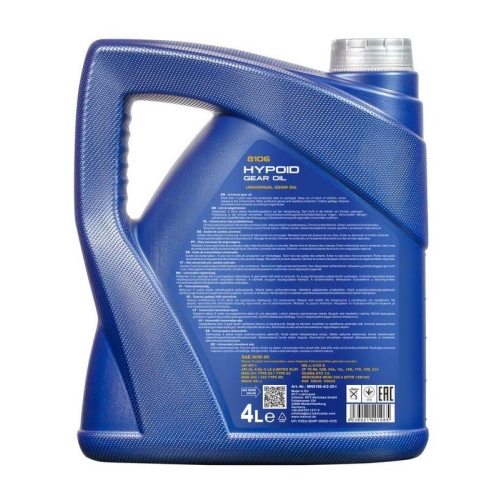 Mannol Hypoid Gear Oil Getriebe&ouml;l 80W-90 GL-4/GL-5 LS 4 Liter Kanister MN8106-4