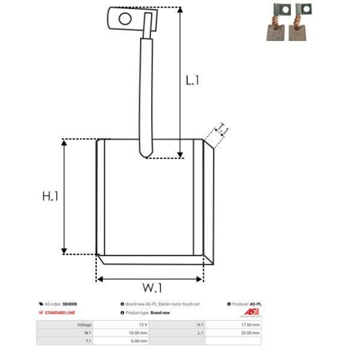 AS-PL Kohleb&uuml;rste, Starter Brandneu AS-PL SB4008