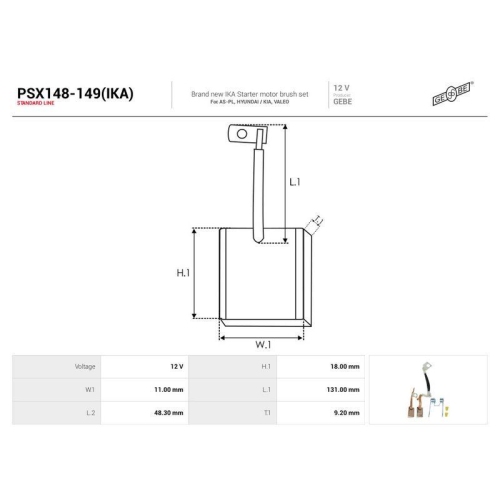 AS-PL Kohleb&uuml;rste, Starter GEBE PSX148-149(IKA)