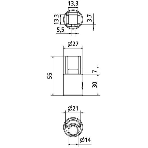 Suer Einsatz unten f&uuml;r Planen-Spannrohr Durchmesser 27 mm, Edelstahl Suer