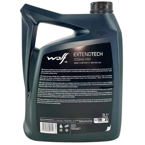 Motor&ouml;l Motoren&ouml;l Wolf ExtendTech 10W-40 HM 5 Liter Kanister 8302312
