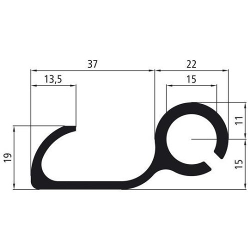 Planen-Spannhaken Aluminium roh, vorw&auml;rts einhakend, 3300 mm Suer 670901293