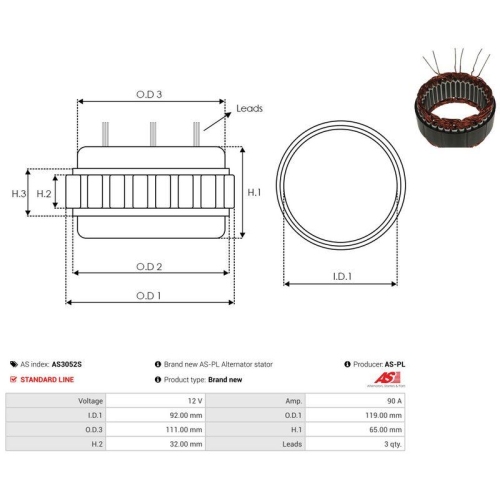AS-PL Stator, Generator AS AS3052S