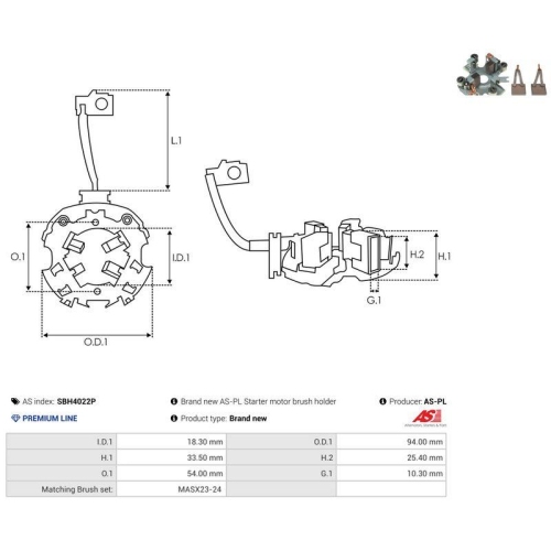 AS-PL Halter, Kohleb&uuml;rsten AS SBH4022P