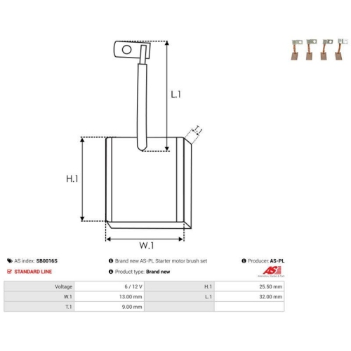 AS-PL Kohleb&uuml;rste, Starter AS SB0016S