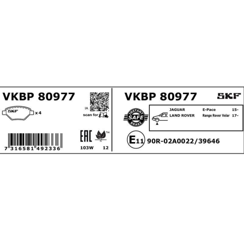 SKF Bremsbelagsatz, Scheibenbremse VKBP 80977