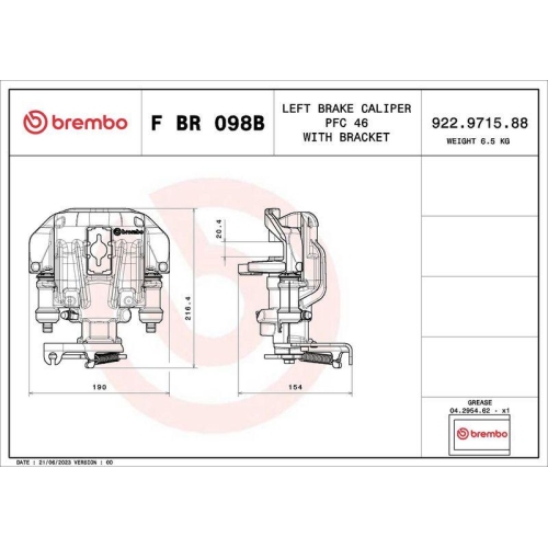 BREMBO Bremssattel PRIME LINE F BR 098B