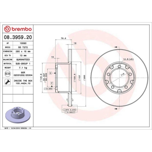 BREMBO Bremsscheibe PRIME LINE 08.3959.20