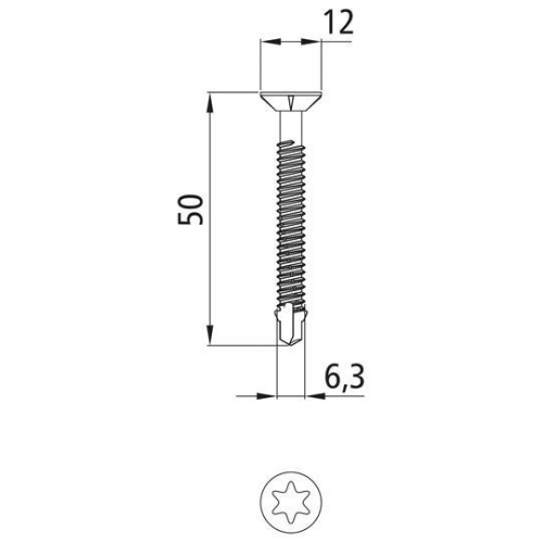 Bohrschraube, TORX T30, 6,3 x 50 mm, verz., Bef. Holz auf Stahl Suer 973963661
