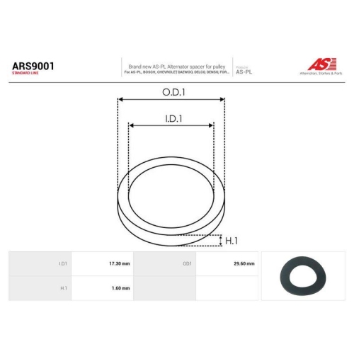 AS-PL Reparatursatz, Generator AS ARS9001