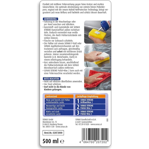 SONAX Xtreme Polish & Wax 2 Hybrid NPT 500 ml 02072000