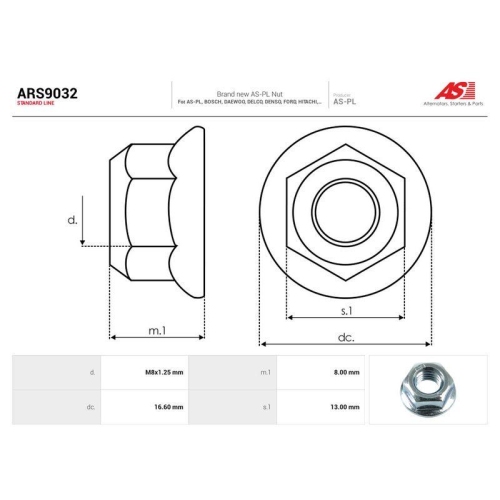 AS-PL Reparatursatz, Generator AS ARS9032