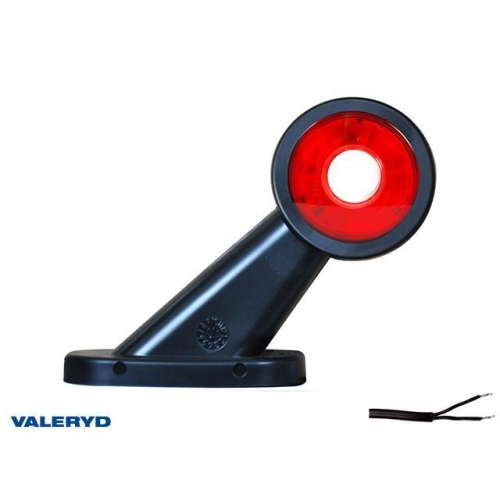 LED Seitenmarkierungsleuchte WAS L 108x134,5x49 rot/wei&szlig; 290mm Kabel Anh&auml;nger