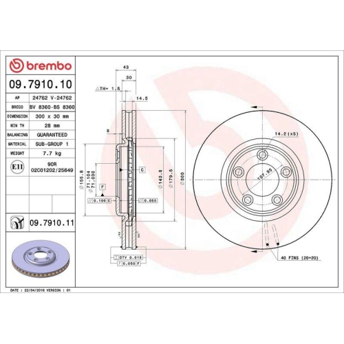 BREMBO Bremsscheibe PRIME LINE - UV Coated 09.7910.11