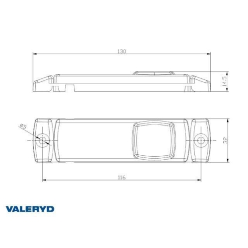 LED Positionsleuchte Valeryd 130x32x14,5 rot 12-30V mit reflex mit 450 mm Kabel