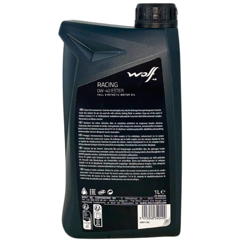 Motor&ouml;l Motoren&ouml;l Wolf Racing 0W-40 Ester 1 Liter Flasche 1050548