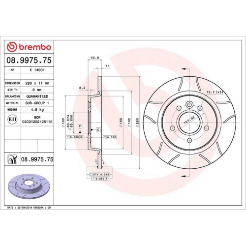 BREMBO Bremsscheibe XTRA LINE - Max 08.9975.75