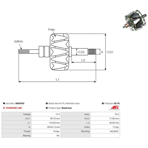 AS-PL L&auml;ufer, Generator AS AR5076S