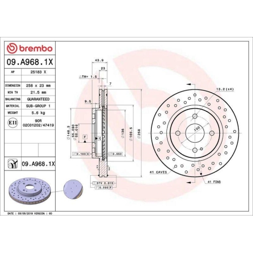 BREMBO Bremsscheibe XTRA LINE - Xtra 09.A968.1X