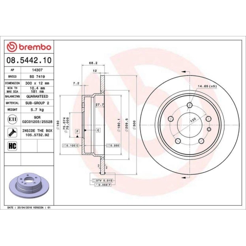BREMBO Bremsscheibe PRIME LINE 08.5442.10