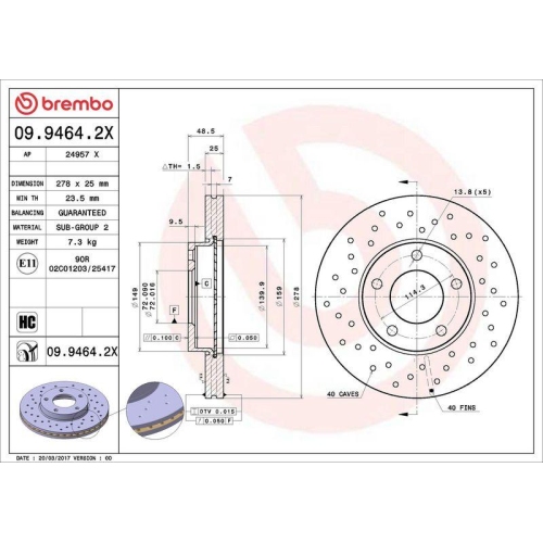 BREMBO Bremsscheibe XTRA LINE - Xtra 09.9464.2X