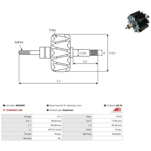 AS-PL L&auml;ufer, Generator AS AR5039S