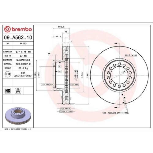 BREMBO Bremsscheibe PRIME LINE 09.A562.10