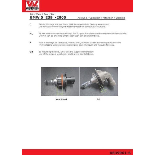 VAN WEZEL Hauptscheinwerfer 0639963