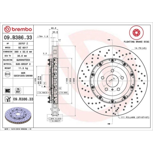 BREMBO Bremsscheibe PRIME LINE - Floating 09.B386.33
