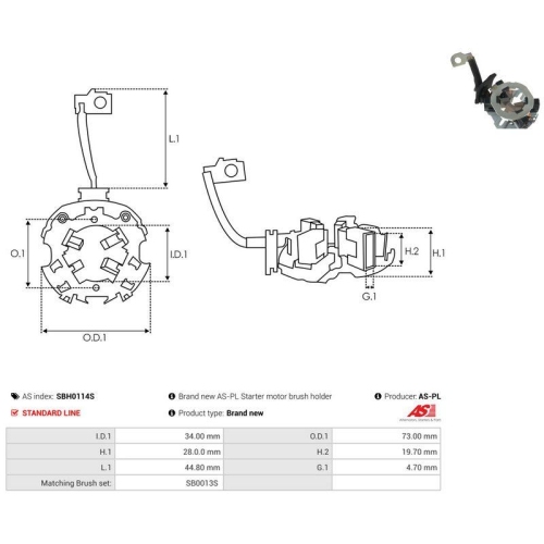 AS-PL Halter, Kohleb&uuml;rsten AS SBH0114S