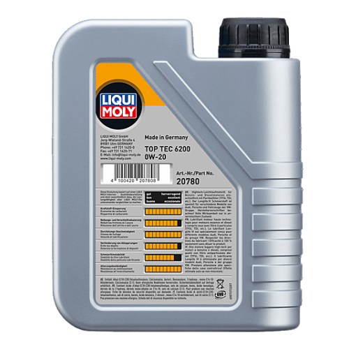 Liqui Moly Top Tec 6200 Motor&ouml;l 0W-20 1-Liter VW 508 00 / 509 00 / C20 - 20780