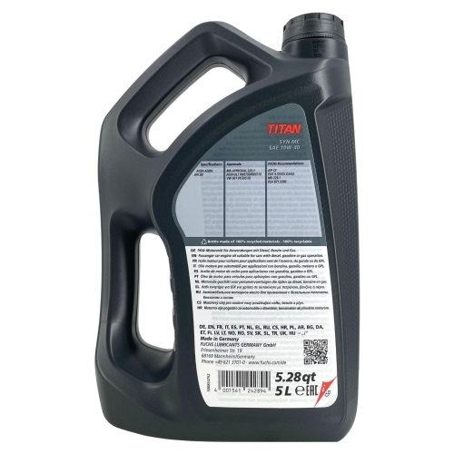 Motor&ouml;l Motoren&ouml;l Fuchs Titan Syn MC 10W-40 5 Liter 602003027