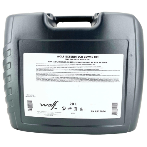 Motor&ouml;l Motoren&ouml;l Wolf ExtendTech 10W-40 HM 20 Liter Kanister 8318054