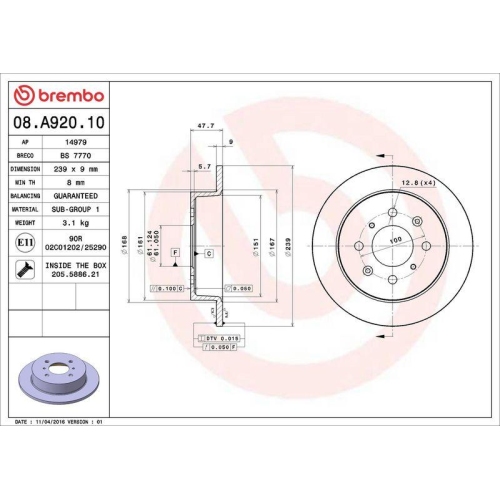 BREMBO Bremsscheibe PRIME LINE 08.A920.10