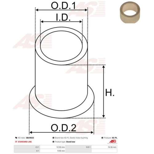 AS-PL Buchse, Starterwelle Brandneu AS-PL SBU9033