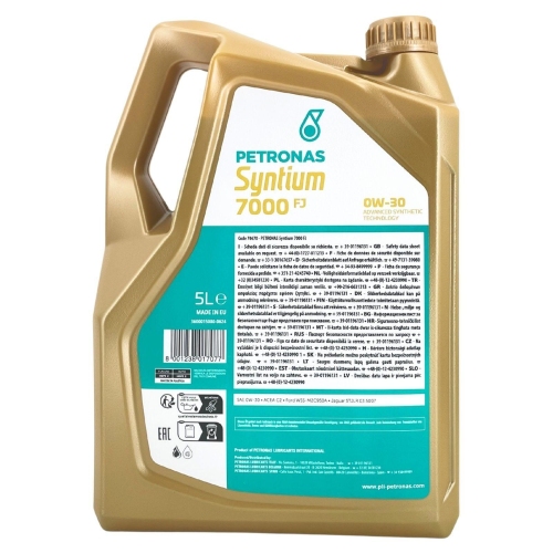 Motor&ouml;l Motoren&ouml;l SYNTIUM 7000 FJ 0W-30 SN 5 Liter Kanister PETRONAS 70670M12EU
