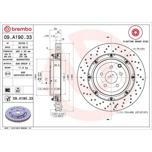 BREMBO Bremsscheibe PRIME LINE - Floating 09.A190.33