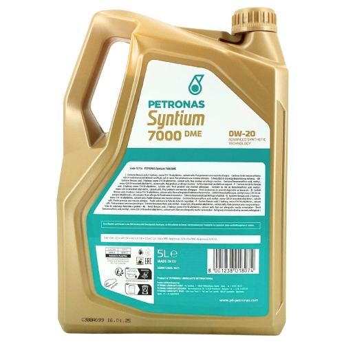 Motor&ouml;l Motoren&ouml;l SYNTIUM 7000 DME 0W-20 SP 5 Liter Kanister PETRONAS 70716M12EU