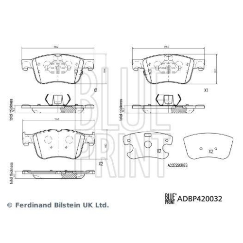 BLUE PRINT Bremsbelagsatz, Scheibenbremse ADBP420032