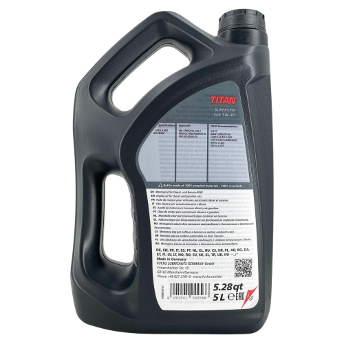 Motor&ouml;l Motoren&ouml;l Fuchs Titan Supersyn 5W-40 5 Liter 602003232