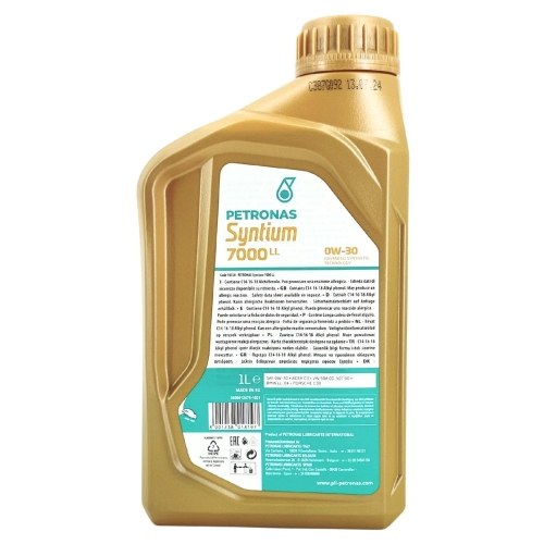 Motor&ouml;l Motoren&ouml;l SYNTIUM 7000 LL 0W-30 1 Liter Flasche PETRONAS 70720E18EU