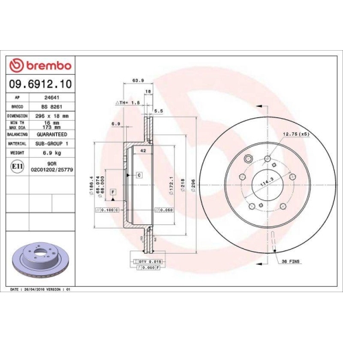 BREMBO Bremsscheibe PRIME LINE 09.6912.10