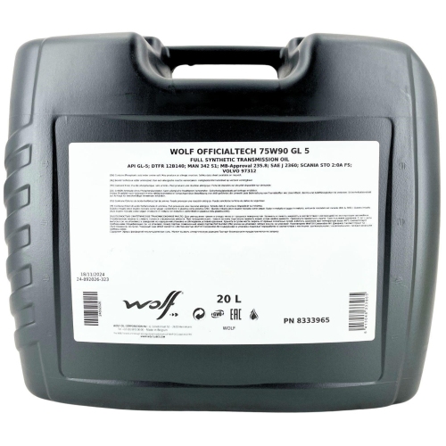 Getriebe&ouml;l Wolf OfficialTech 75W-90 GL 5 - 20 Liter Kanister 8333965
