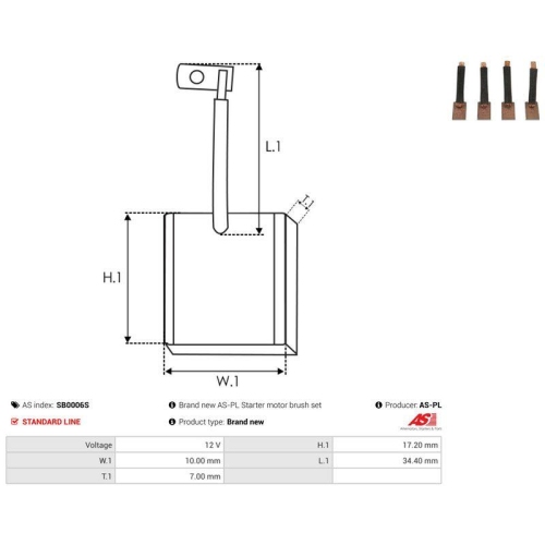AS-PL Kohleb&uuml;rste, Starter AS SB0006S