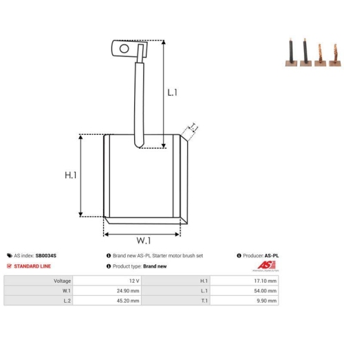 AS-PL Kohleb&uuml;rste, Starter AS SB0034S