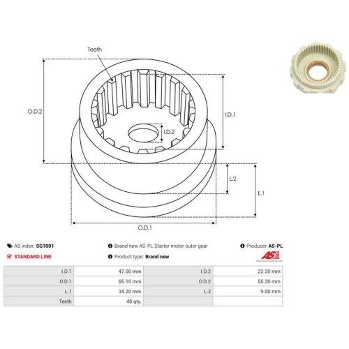 AS-PL Reparatursatz, Starter Brandneu AS-PL SG1001